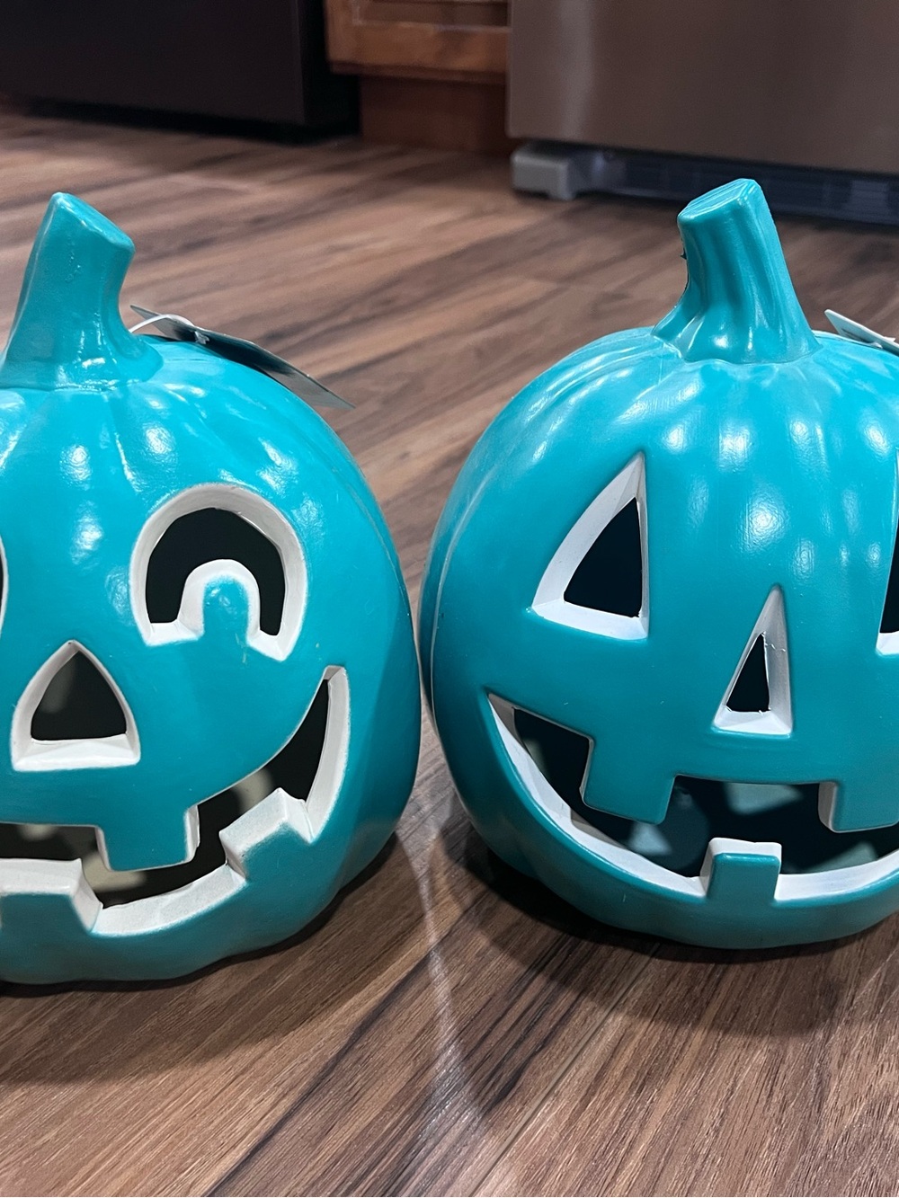 Teal Ceramic Jack-O'-Lantern Pumpkin Pair - Home Accents